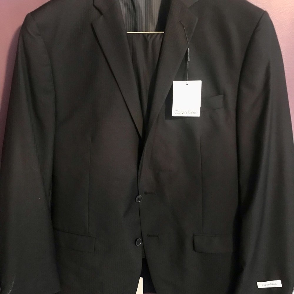 Calvin Klein Men’s Slim Fit Navy Pinstripe Blazer